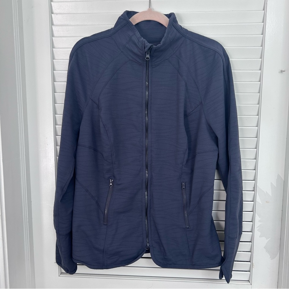 ZELLA long sleeve Athleisure zip up jacket pockets blue gray women’s size XL